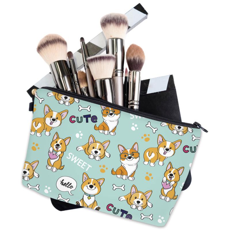 Cartoon Dog Print Zipper Pouch Lightweight Carry On Bag