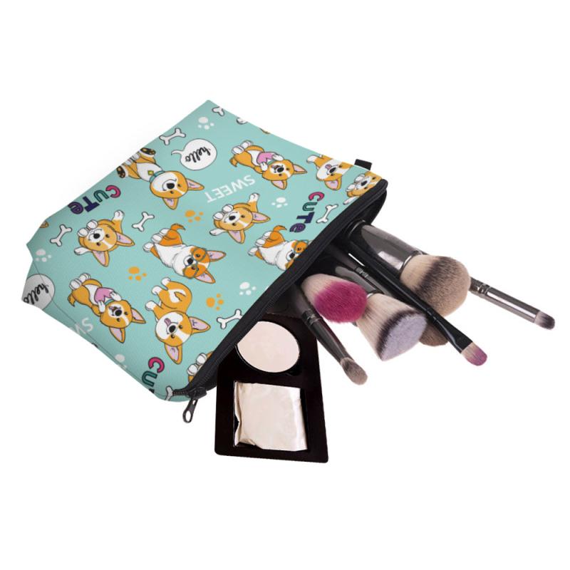 Cartoon Dog Print Zipper Pouch Lightweight Carry On Bag