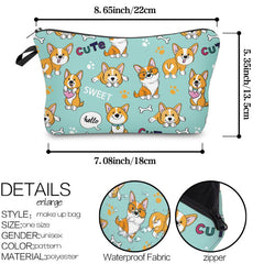 Cartoon Dog Print Zipper Pouch Lightweight Carry On Bag