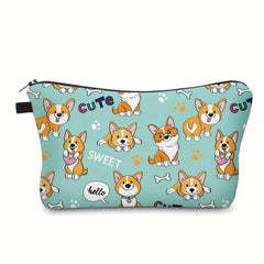 Cartoon Dog Print Zipper Pouch Lightweight Carry On Bag