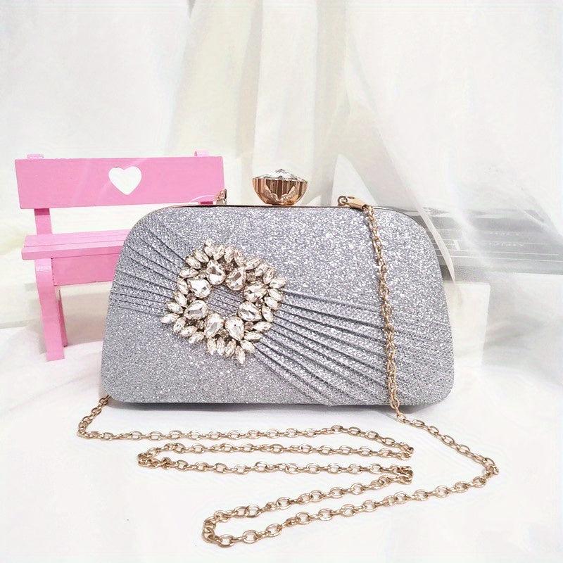 Glitter Clutch Wallet Rhinestone Chain Bag for Party