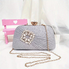 Glitter Clutch Wallet Rhinestone Chain Bag for Party