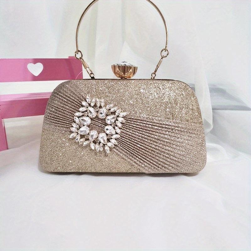 Glitter Clutch Wallet Rhinestone Chain Bag for Party