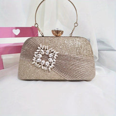 Glitter Clutch Wallet Rhinestone Chain Bag for Party