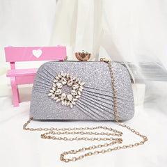 Glitter Clutch Wallet Rhinestone Chain Bag for Party