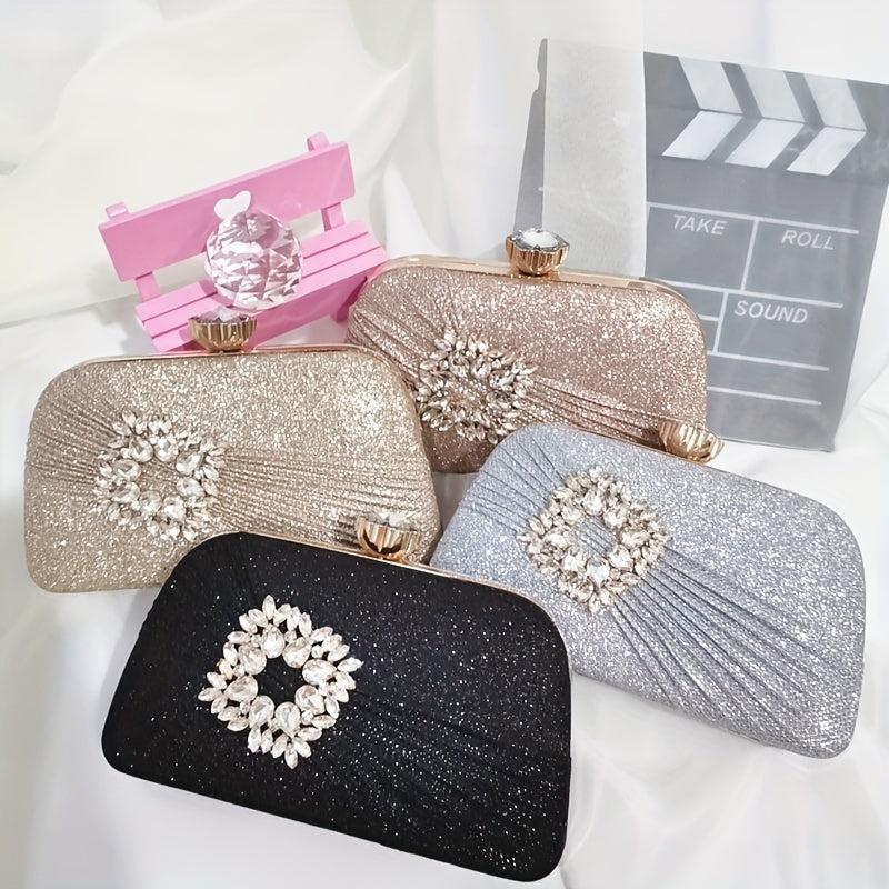 Glitter Clutch Wallet Rhinestone Chain Bag for Party