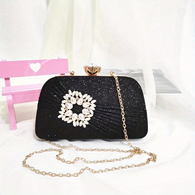 Glitter Clutch Wallet Rhinestone Chain Bag for Party