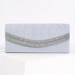 Glitter Ruched Evening Bag Rhinestone Decor Clutch Purse Women's Bling Handbags