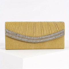 Glitter Ruched Evening Bag Rhinestone Decor Clutch Purse Women's Bling Handbags