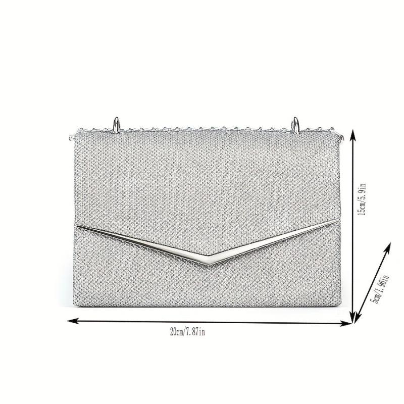 Glitter Square Chain Evening Bag For Party Flap Banquet Bag