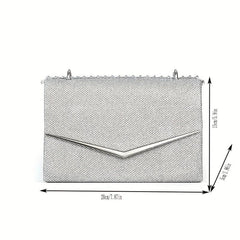 Glitter Square Chain Evening Bag For Party Flap Banquet Bag