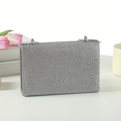 Glitter Square Chain Evening Bag For Party Flap Banquet Bag