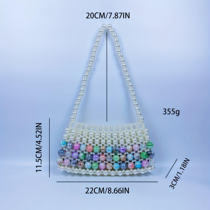 Colorful Beaded Underarm Bag Retro Shoulder Bag Women's Stylish Handbag