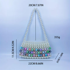 Colorful Beaded Underarm Bag Retro Shoulder Bag Women's Stylish Handbag