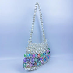 Colorful Beaded Underarm Bag Retro Shoulder Bag Women's Stylish Handbag