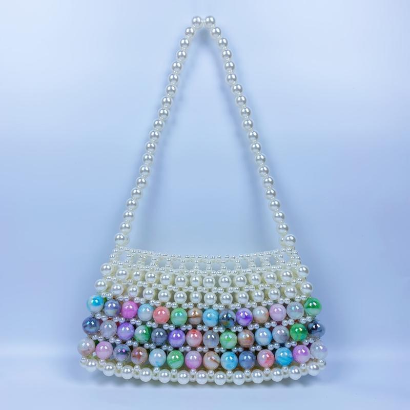 Colorful Beaded Underarm Bag Retro Shoulder Bag Women's Stylish Handbag