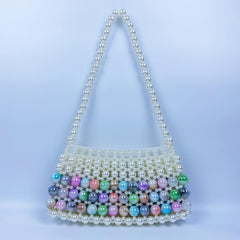 Colorful Beaded Underarm Bag Retro Shoulder Bag Women's Stylish Handbag