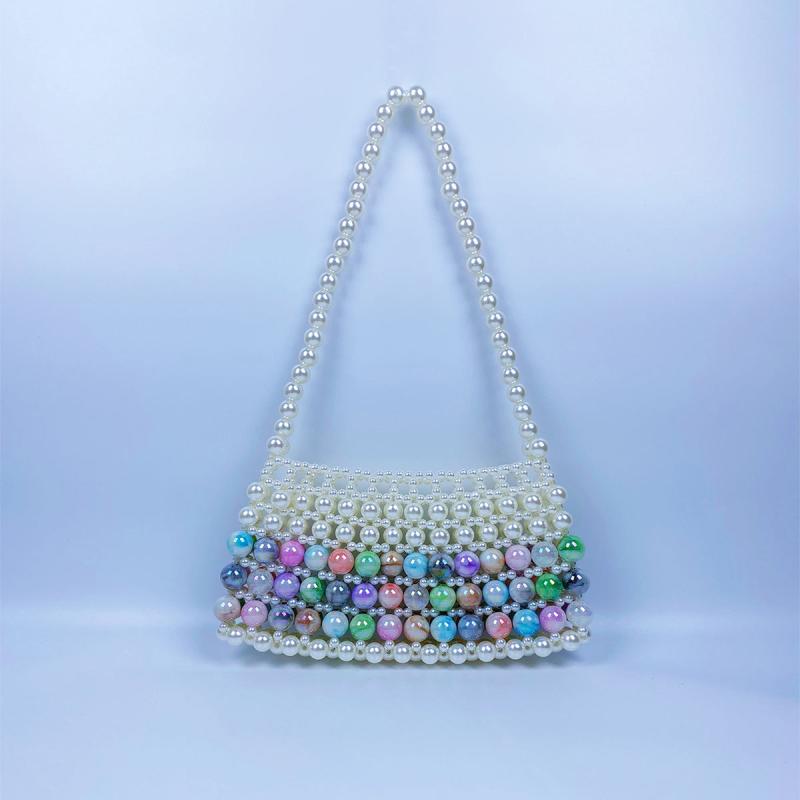 Colorful Beaded Underarm Bag Retro Shoulder Bag Women's Stylish Handbag