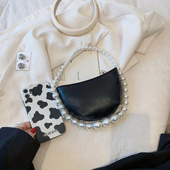 Faux Pearl Chain Evening Bag French Romantic Handbag Clutch Purse