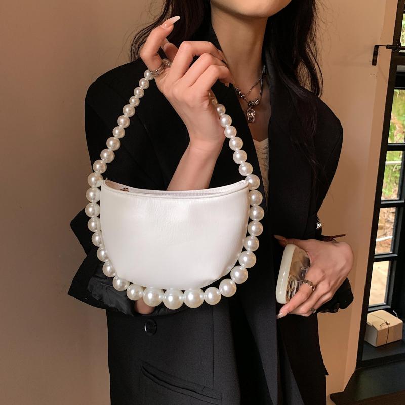 Faux Pearl Chain Evening Bag French Romantic Handbag Clutch Purse