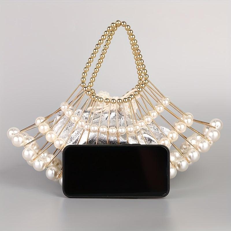 Faux Pearl Beaded Satchel Bag Vintage Evening Clutch Purse