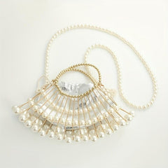 Faux Pearl Beaded Satchel Bag Vintage Evening Clutch Purse