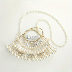 Faux Pearl Beaded Satchel Bag Vintage Evening Clutch Purse