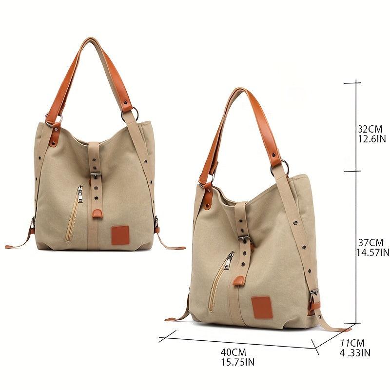 Retro Canvas Tote Bag Large Capacity Women's Casual School Purse