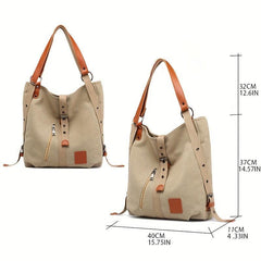 Retro Canvas Tote Bag Large Capacity Women's Casual School Purse