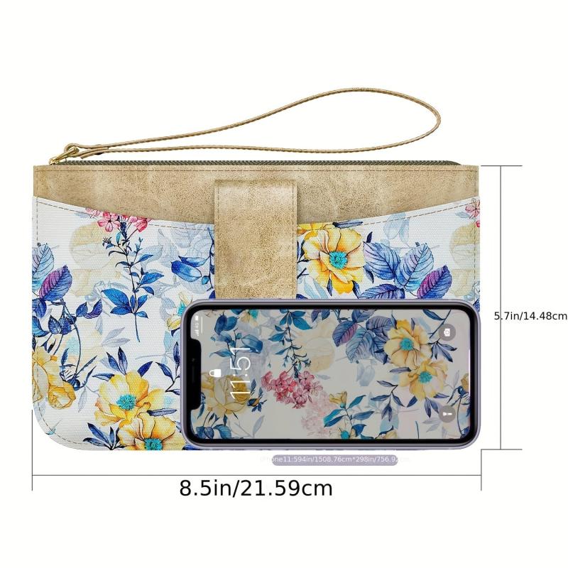 Flower Print Envelope Wallet Women's Cell Phone Thin Purse