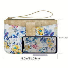 Flower Print Envelope Wallet Women's Cell Phone Thin Purse