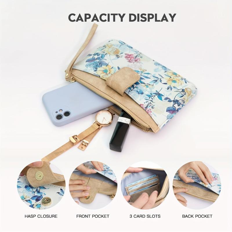 Flower Print Envelope Wallet Women's Cell Phone Thin Purse