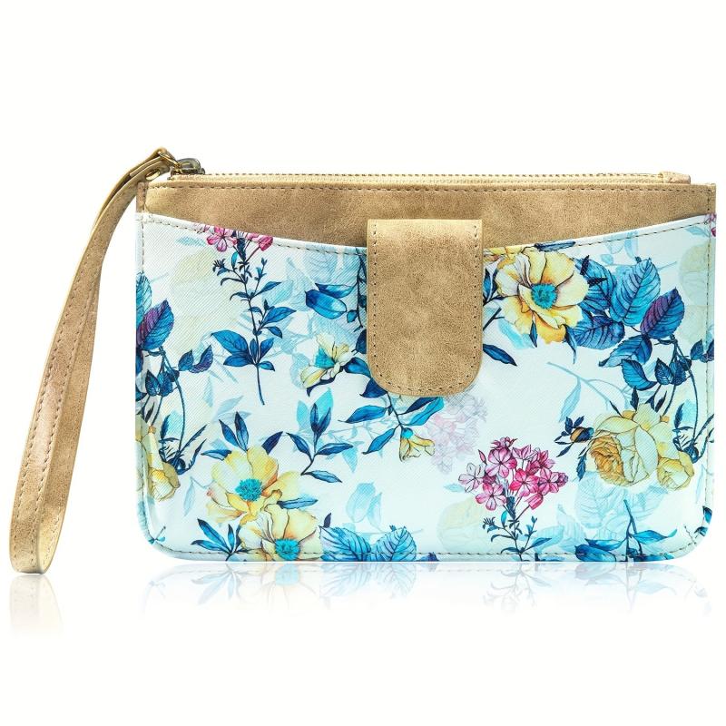 Flower Print Envelope Wallet Women's Cell Phone Thin Purse