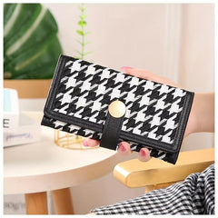 Houndstooth Pattern Long Wallet with Coin Purse