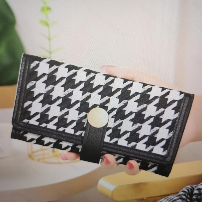 Houndstooth Pattern Long Wallet with Coin Purse
