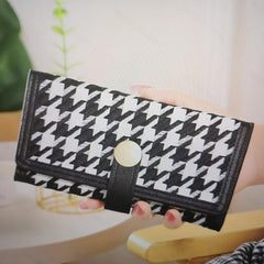Houndstooth Pattern Long Wallet with Coin Purse