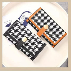 Houndstooth Pattern Long Wallet with Coin Purse