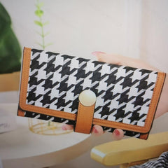 Houndstooth Pattern Long Wallet with Coin Purse