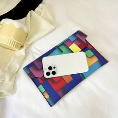 Rainbow Colorblock Clutch Bag Geometric Pattern Flap Purse