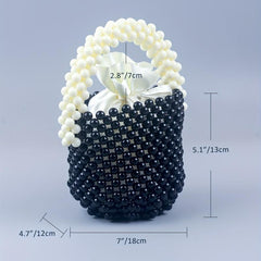 Colorblock Bead Straw Satchel Bag Women's Handbag For Shopping