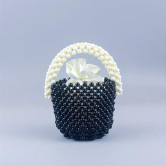 Colorblock Bead Straw Satchel Bag Women's Handbag For Shopping