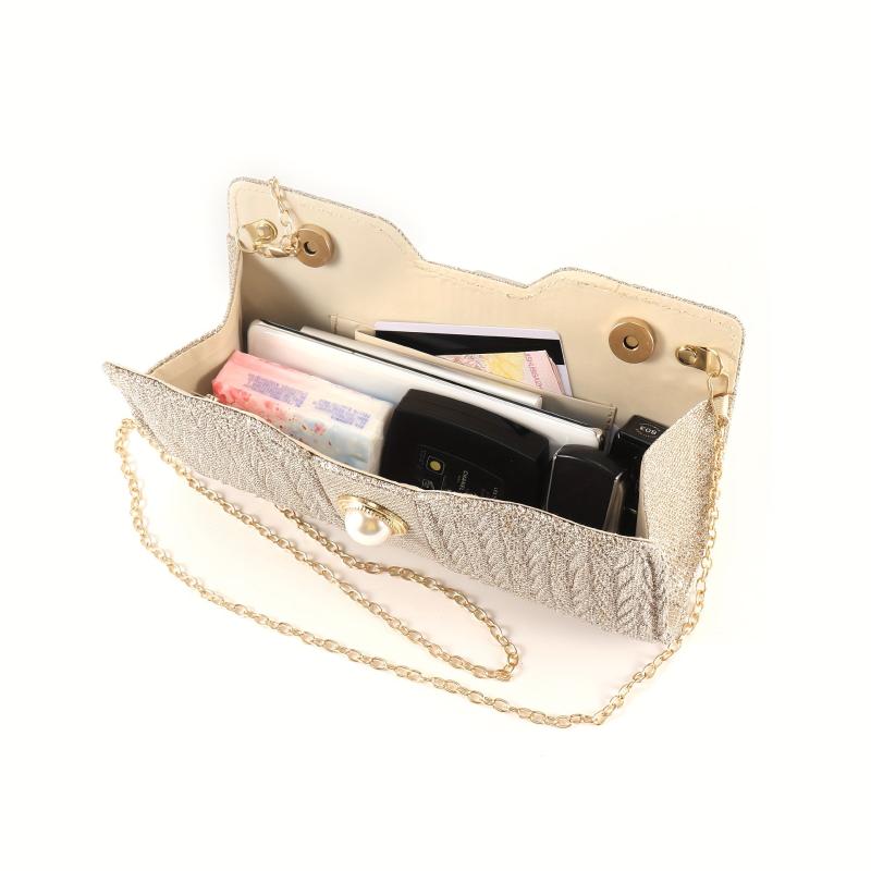 Rhinestone Pearl Decor Evening Clutch Banquet Bag