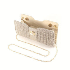 Rhinestone Pearl Decor Evening Clutch Banquet Bag