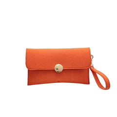 Neon Felt Clutch Bag Women's Buckle Decor Flap Purse Wrist Bag