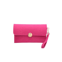 Neon Felt Clutch Bag Women's Buckle Decor Flap Purse Wrist Bag