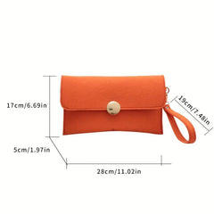 Neon Felt Clutch Bag Women's Buckle Decor Flap Purse Wrist Bag