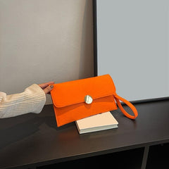 Neon Felt Clutch Bag Women's Buckle Decor Flap Purse Wrist Bag