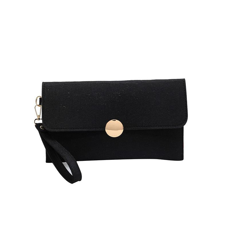 Neon Felt Clutch Bag Women's Buckle Decor Flap Purse Wrist Bag