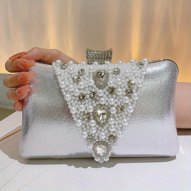 Pearl Rhinestone Clutch Bag Elegant Evening Bag
