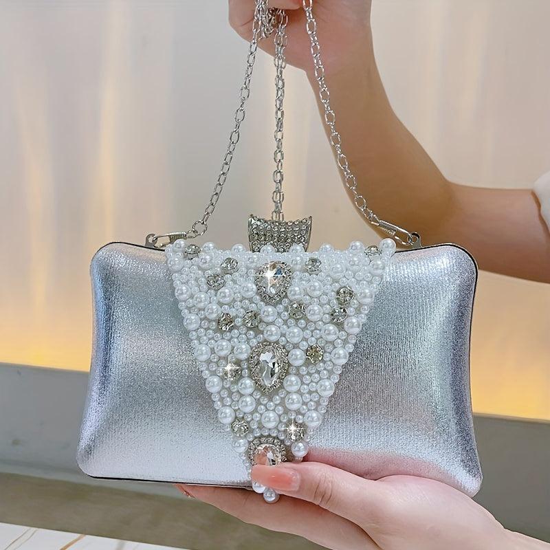 Pearl Rhinestone Clutch Bag Elegant Evening Bag